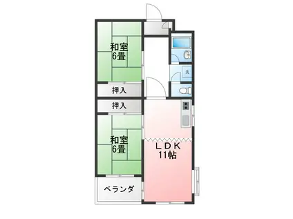 LINOA COURT(2LDK/3階)の間取り写真