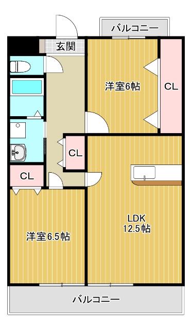 ハイツ大牧(2LDK/2階)の間取り写真