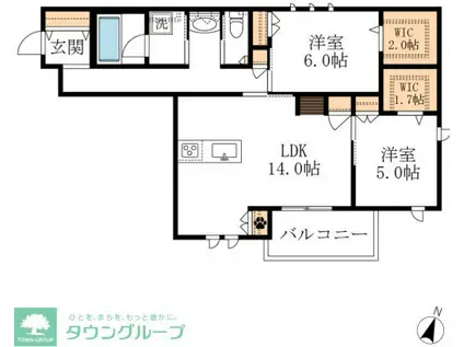 ＪＲ東海道本線 清洲駅 徒歩5分 2階建 新築(2LDK/2階)の間取り写真