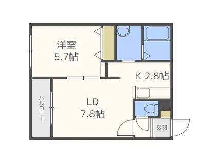 ライトニングビル(1LDK/3階)の間取り写真