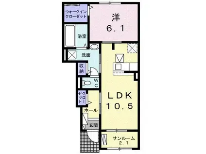 サン カームII(1LDK/1階)の間取り写真