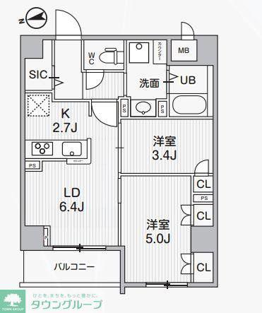 ALIVIS中野(2LDK/2階)の間取り写真