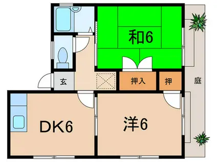 セジュール仁川(2DK/1階)の間取り写真