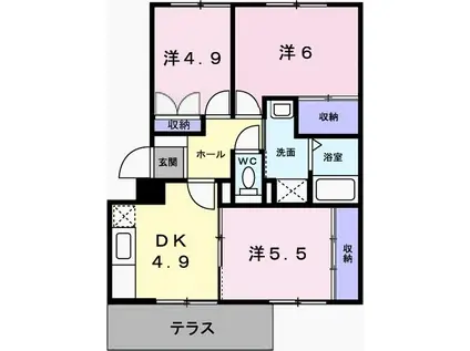 TSコスモス(3DK/1階)の間取り写真