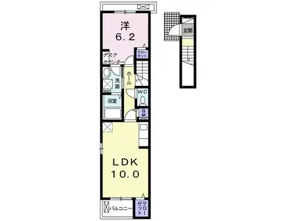 リバーサイドゆきかぜ(1LDK/2階)の間取り写真