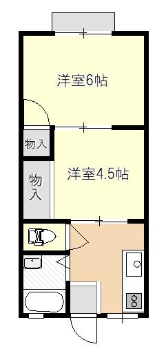 ミリオンハイツ(2K/2階)の間取り写真