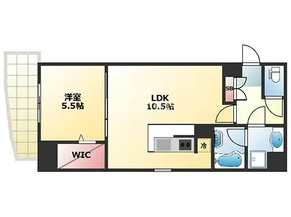 パークフラッツ安堂寺町(1LDK/5階)の間取り写真