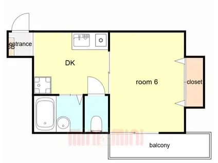 シャトー春日野(1DK/4階)の間取り写真