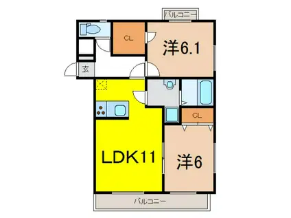 ミラコスタ(2LDK/3階)の間取り写真
