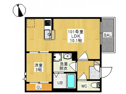 GRANDTIC LIEN(1LDK/1階)の間取り写真