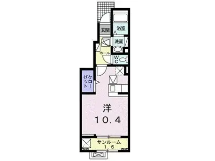 クレストールN(ワンルーム/1階)の間取り写真
