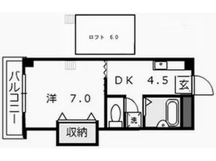 リバープール桟一(1DK/5階)の間取り写真