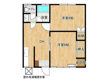 第一くま川荘(2DK/1階)の間取り写真