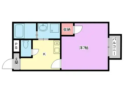 マウンテンシーハイム(1K/1階)の間取り写真