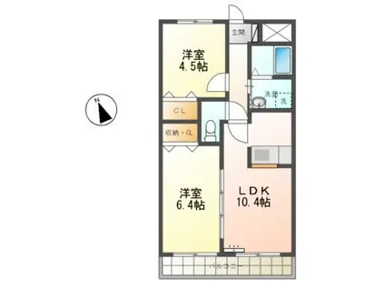 カスカータII(2LDK/3階)の間取り写真
