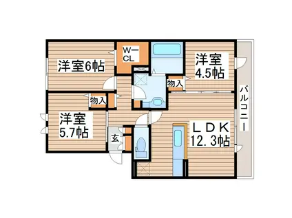 RE・EARTHの杜 つき(3LDK/1階)の間取り写真