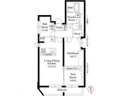 CASA PIAZZA 二子玉川(3LDK/4階)の間取り写真