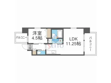 プレジオ江坂サウス(1LDK/7階)の間取り写真