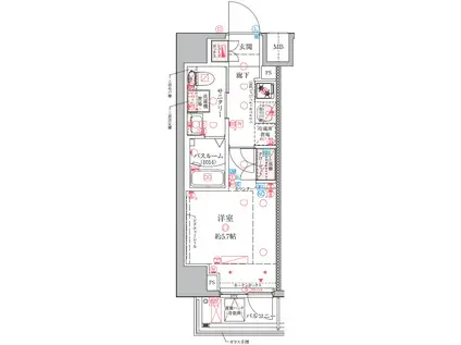 クレヴィスタ横浜関内(1K/5階)の間取り写真