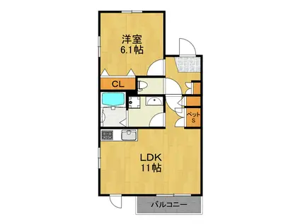 サン桂台(1LDK/2階)の間取り写真