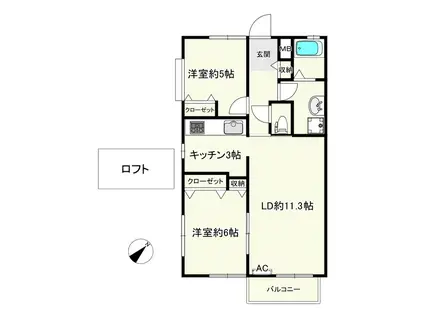 グロースEDA(2LDK/2階)の間取り写真