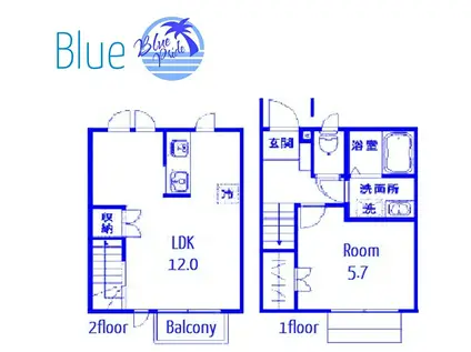 アレテイア B棟(2LDK/1階)の間取り写真