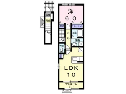 サンリット ガーデンB(1LDK/2階)の間取り写真