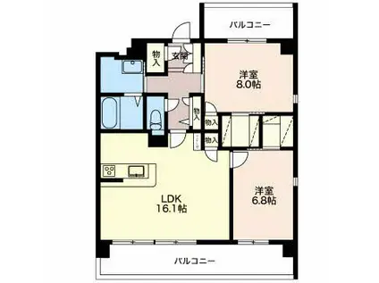 サニーサイド東山(2LDK/3階)の間取り写真