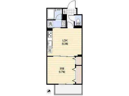 SOFI新松戸(1LDK/1階)の間取り写真