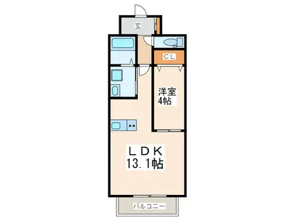 クロノス32小沢町(1LDK/4階)の間取り写真