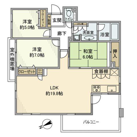 セブンフォレストヒルオークコート(3LDK/3階)の間取り写真