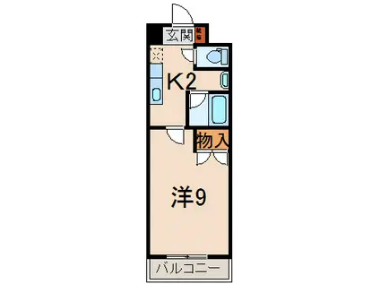ウィンデール(1K/2階)の間取り写真