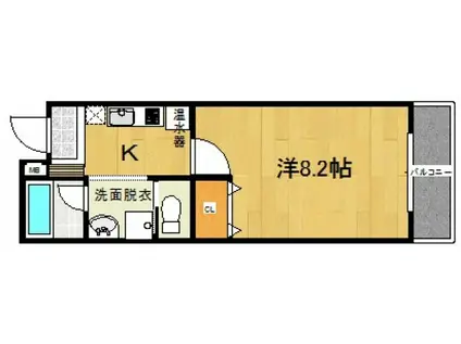 ブライト日根野(1K/2階)の間取り写真