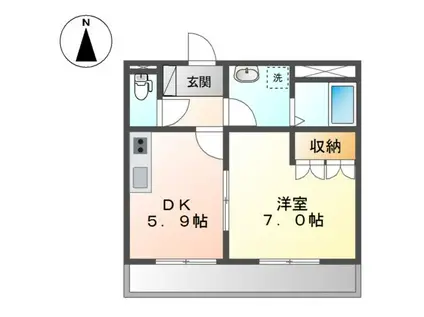 サクセス(1DK/1階)の間取り写真