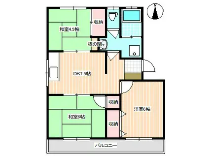 サンコーポ(3DK/1階)の間取り写真