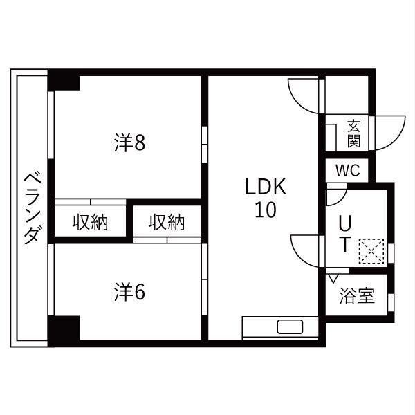 マンション島原(2LDK/1階)の間取り写真