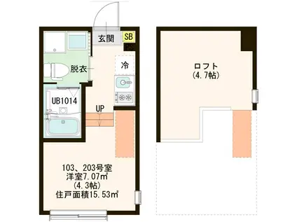 シス ヴィル(ワンルーム/1階)の間取り写真