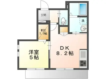 メゾン・ド・武蔵野西(1DK/1階)の間取り写真