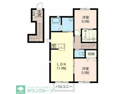 ユーフォリアA棟(2LDK/2階)の間取り写真