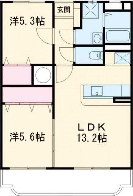 オレンジハウス(2LDK/1階)の間取り写真