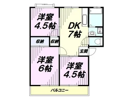 ハイツコマチA(3DK/1階)の間取り写真