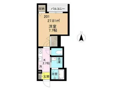 レスポワール立川(1K/1階)の間取り写真