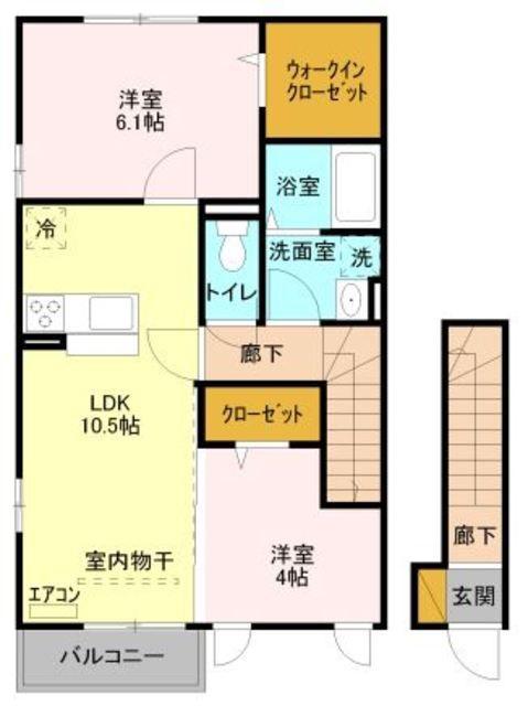ローズ モンターニュ(2LDK/2階)の間取り写真