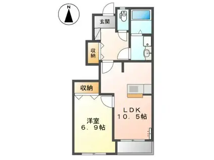 メルヴェーユ脇町(1LDK/1階)の間取り写真