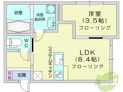 PORT TOWN(1LDK/2階)の間取り写真