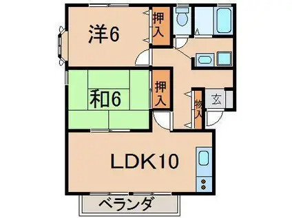 アーバン横山II(2LDK/1階)の間取り写真