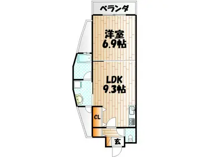 リード大手町(1LDK/2階)の間取り写真