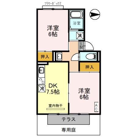 パルコート林I(2DK/1階)の間取り写真