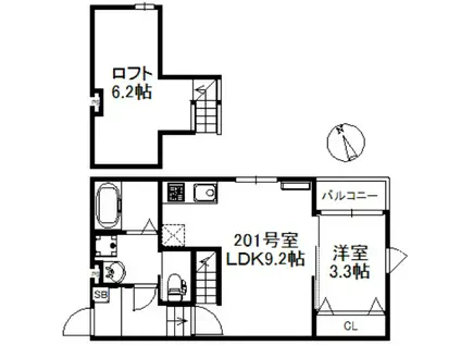 ノクステラ久留米駅南(1LDK/1階)の間取り写真