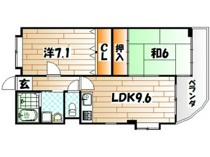 ラディア霧ケ丘(2LDK/5階)の間取り写真